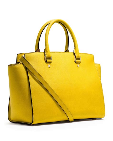 michael michael kors large selma top zip satchel yellow|Michael Kors selma bag.